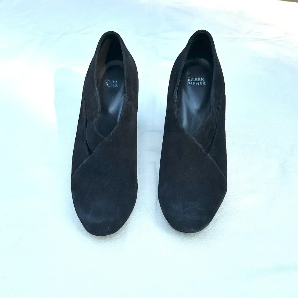 Eileen Fisher Peek Vero Cuoio Black Suede Shootie 9.5 - Picture 7 of 14